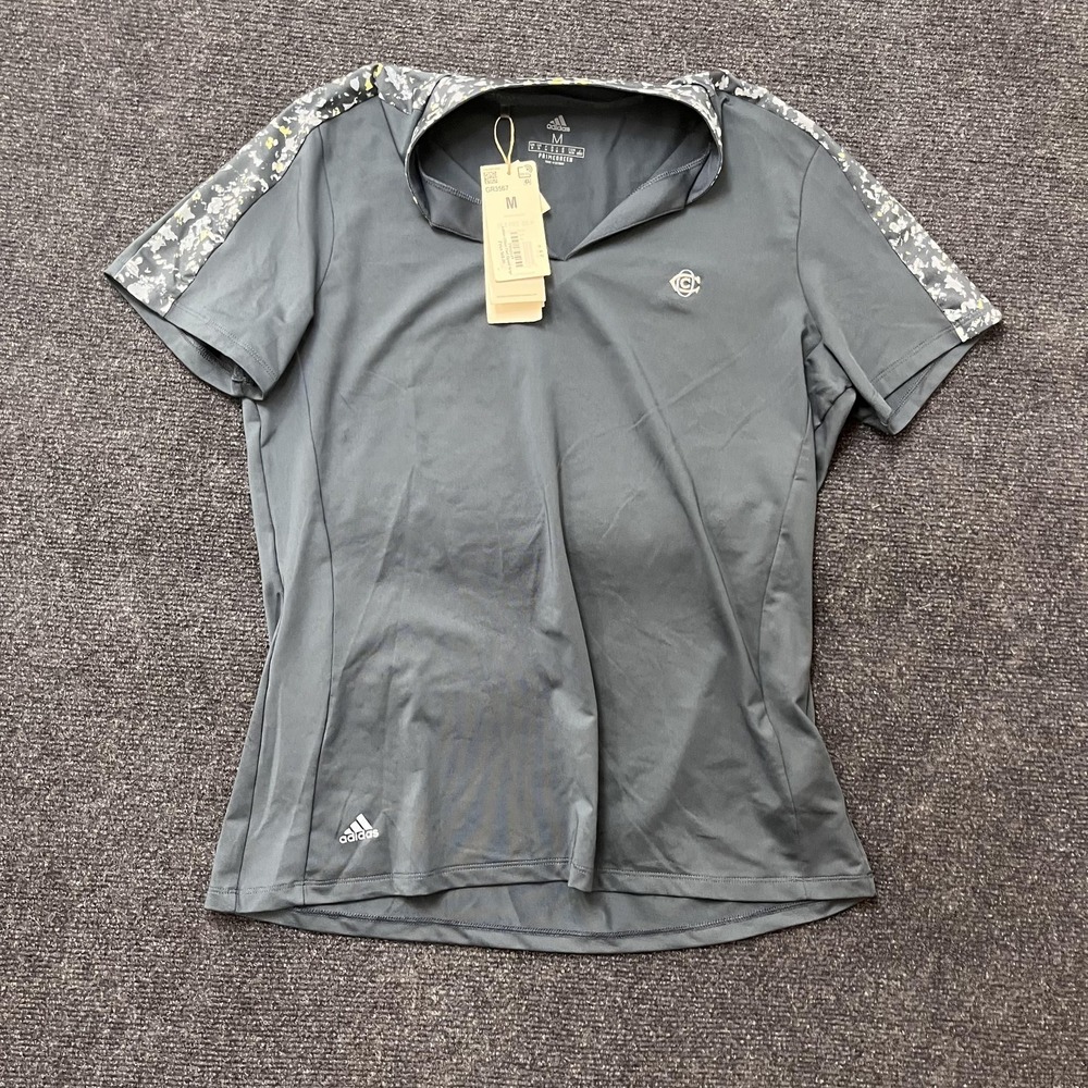 Adidas Polo Shirt Womens Medium Blue Ultimate Print Primegreen Short Sleeve Golf